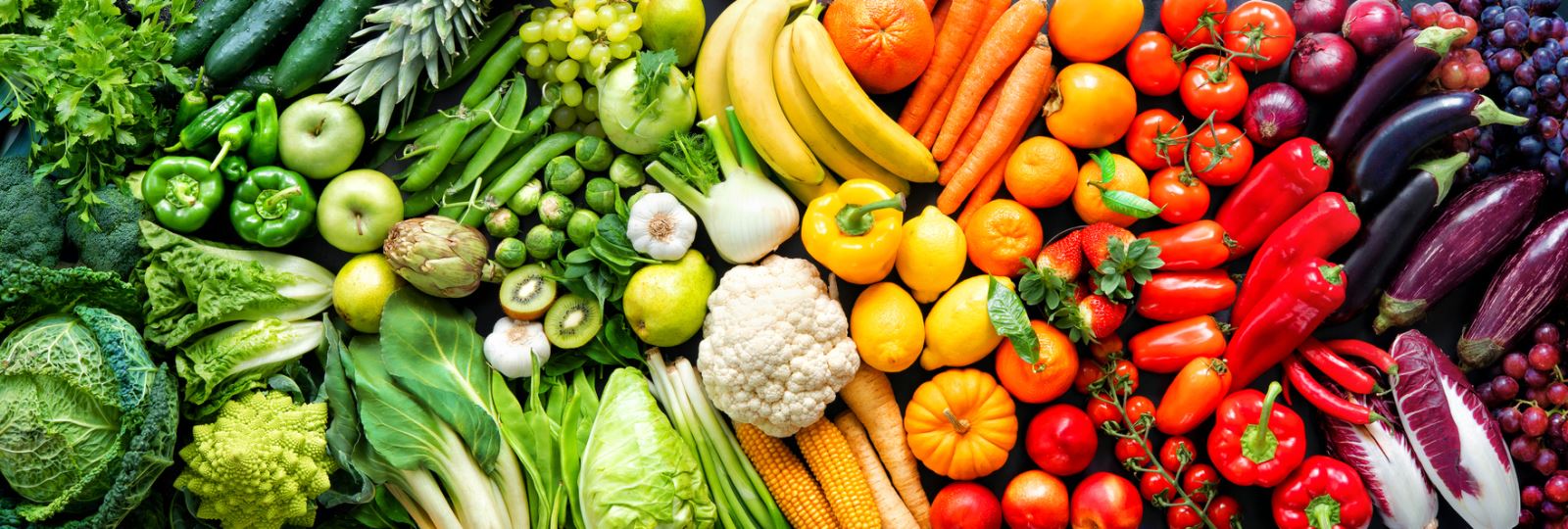 food produce in a color gradient